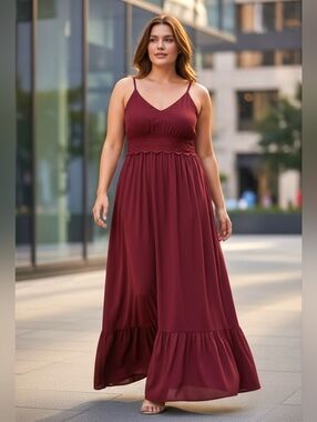 Lily Rose Sundress Maxi Plus Size XXL Red Swiss Dot Cotton Babydoll Coquette